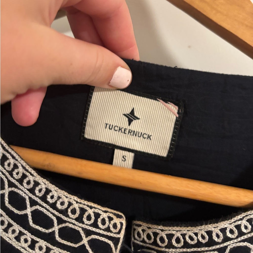 Tuckernuck Navy Blue Tank with White Embroidered Trim - Picture 7 of 10
